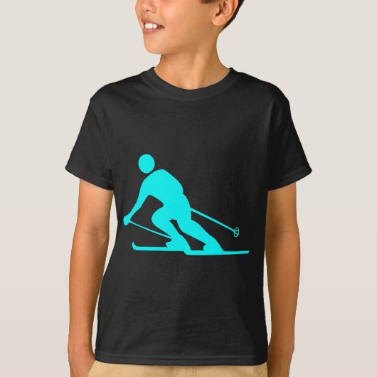 Skifahren - Cyan T-Shirt (Vorderseite)