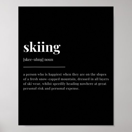 Skifahren Definition Wörterbuch Design Poster (Vorne)