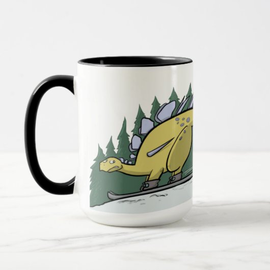 Skifahren-Dinosaurier-Tasse Tasse (Links)