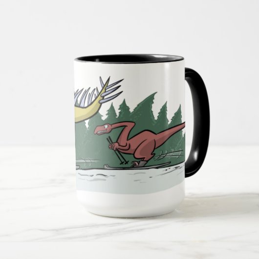 Skifahren-Dinosaurier-Tasse Tasse (VorderseiteRechts)