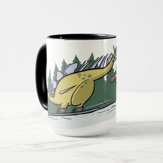 Skifahren-Dinosaurier-Tasse Tasse (Vorderseite Links)