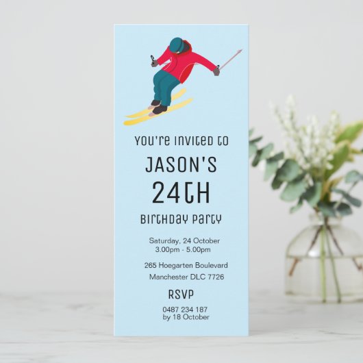 Skifahren Einladung (Stehend Vorderseite)