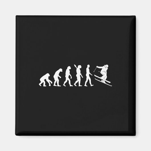 Skifahren Evolution Lustiger Skifahrer Freestyle S Magnet (Vorne)