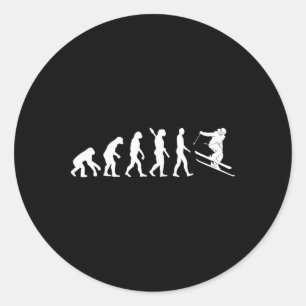 Skifahren Evolution Lustiger Skifahrer Freestyle S Runder Aufkleber