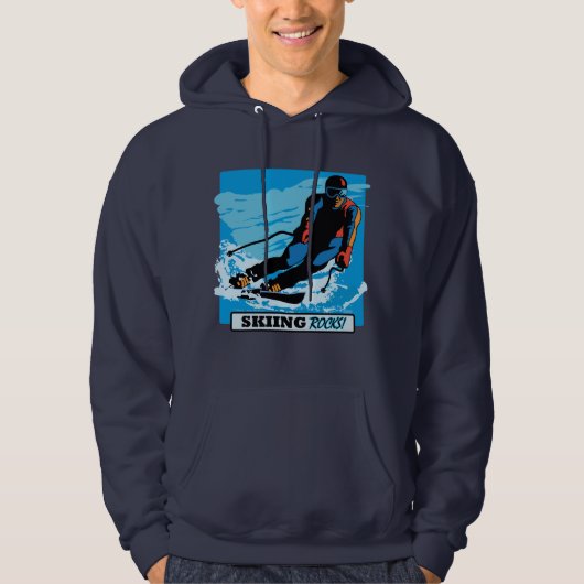 Skifahren-Felsen! Hoodie (Vorderseite)
