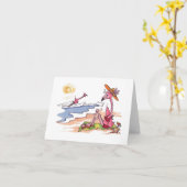 Skifahren-Flamingo Notecard Karte (Gelbe Blume)