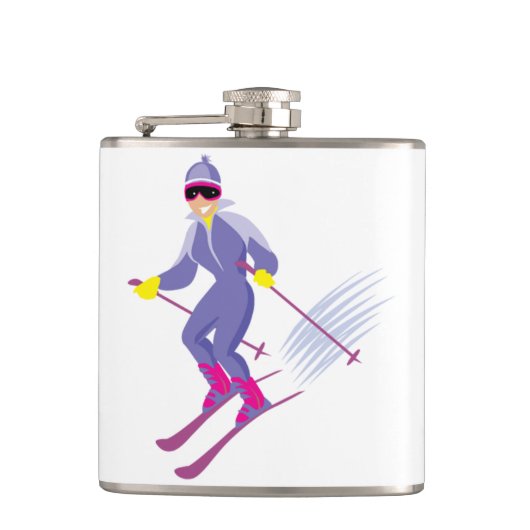 Skifahren Flask Flachmann (Vorderseite)