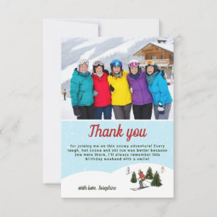 Skifahren Frauen Ski Geburtstagsausflug Benutzerde Dankeskarte