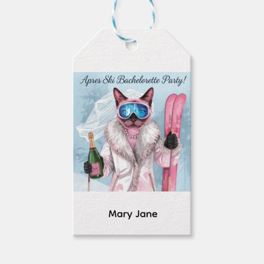 Skifahren für Bride am Hang Geschenkanhänger (Vorderseite)