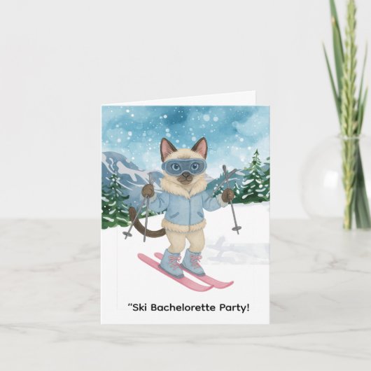 Skifahren für Bride auf Piste Junggeselinnen-Absch Einladung (Vorderseite)