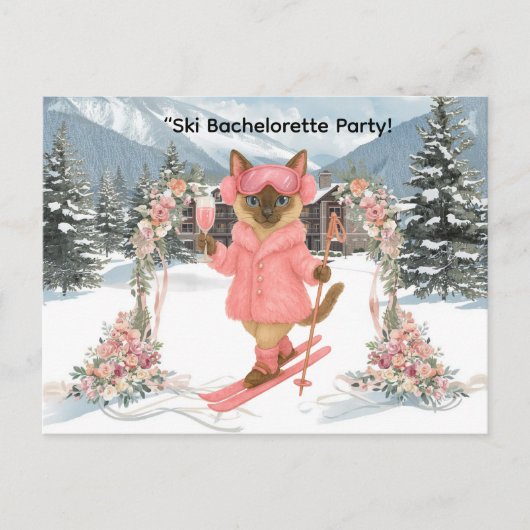 Skifahren für Bride auf Piste Junggeselinnen-Absch Einladungspostkarte (Vorderseite)
