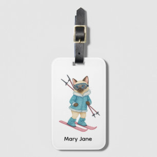 Skifahren für Junggesellinnenabschied Siamkatzenli Gepäckanhänger