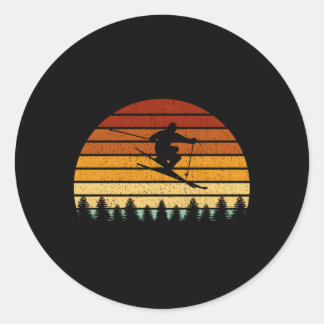 Skifahren für Skifahrer Runder Aufkleber