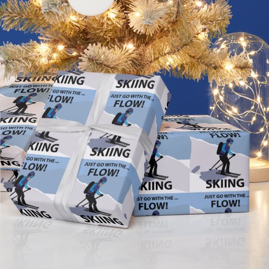 Skifahren geht einfach mit dem Flow Ski Geschenkpapier (Feiertage)