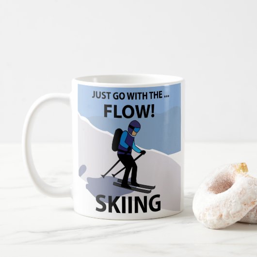 Skifahren geht einfach mit dem Flow Ski Kaffeetasse (Mit Donut)