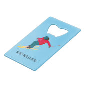 Skifahren Geldbeutel Flaschenöffner (Vorderseite Schrägansicht)