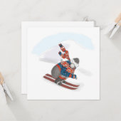 Skifahren Gorilla flach Weihnachtskarte Karte (Vorderseite/Rückseite Beispiel)