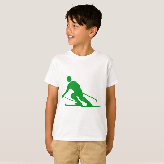 Skifahren - grünes Gras T-Shirt (Vorne ganz)