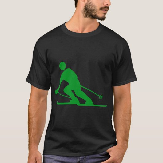 Skifahren - grünes Gras T-Shirt (Vorderseite)