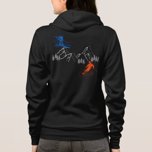 Skifahren Hoodie (Rückseite)