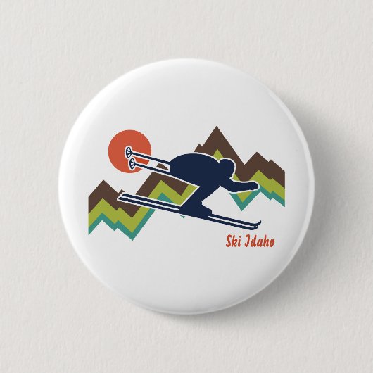 Skifahren Idaho Button (Vorderseite)