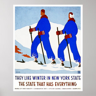 Skifahren im New Yorker Staat - Vintages Dekor-Pos Poster