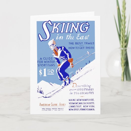 Skifahren im Osten Feiertagskarte (Vorderseite)