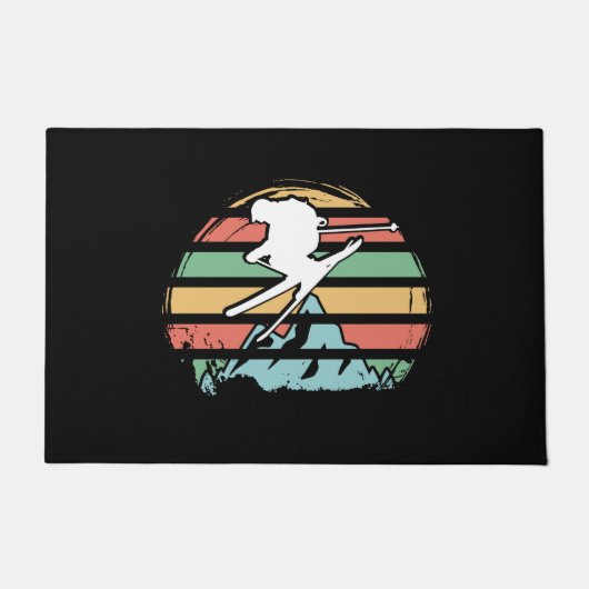 Skifahren im Retro Fußmatte (Vorderseite)