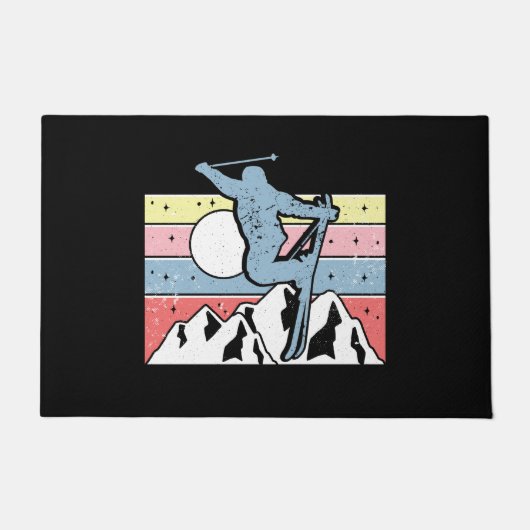 Skifahren im Retro Fußmatte (Vorderseite)