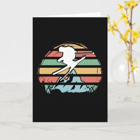 Skifahren im Retro Karte (Gelbe Blume)