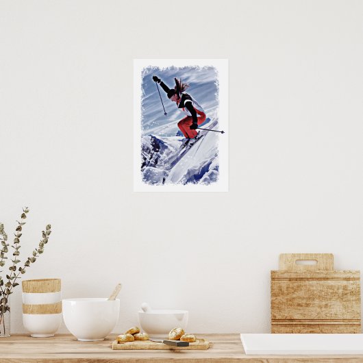 Skifahren im Roten Gebirge Poster (Küche)