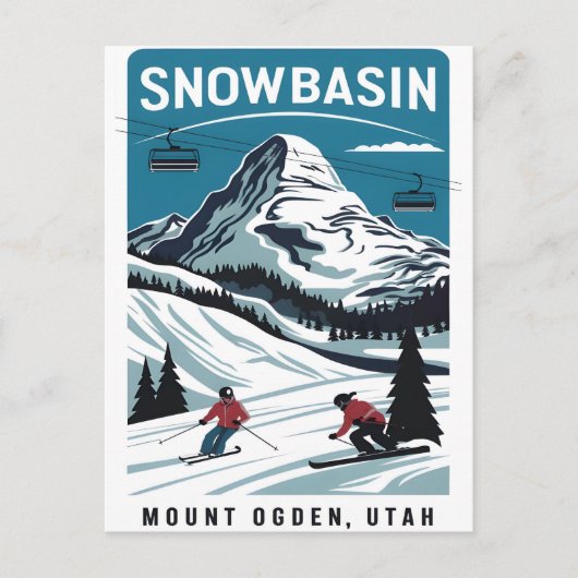 Skifahren im Snowbasin auf dem Monte Ogden Postkarte (Vorderseite)