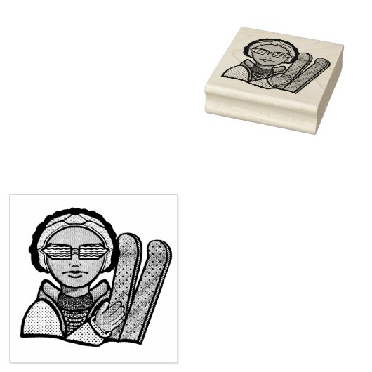Skifahren im Winter Gummistempel (Stempel)
