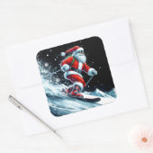 Skifahren im Winter Spaß! Quadratischer Aufkleber (Umschlag)