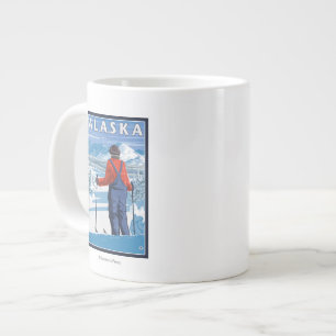 Skifahren in Alaska Vintage Reiseplan Jumbo-Tasse