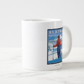 Skifahren in Alaska Vintage Reiseplan Jumbo-Tasse (Vorderseite Rechts)