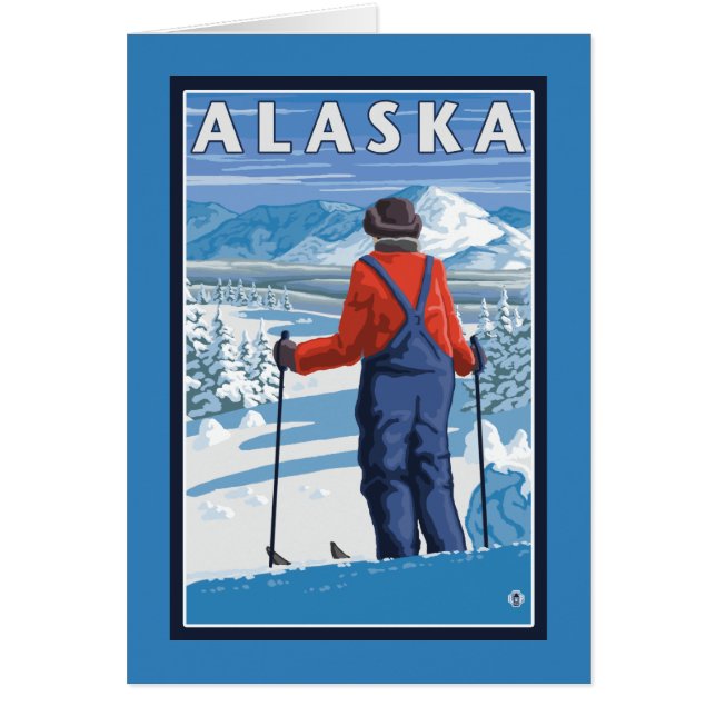 Skifahren in Alaska Vintage Reiseplaner (Vorne)