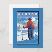 Skifahren in Alaska Vintage Reiseplaner Postkarte (Vorne/Hinten)