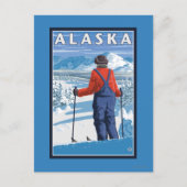 Skifahren in Alaska Vintage Reiseplaner Postkarte (Vorderseite)