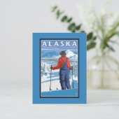 Skifahren in Alaska Vintage Reiseplaner Postkarte (Stehend Vorderseite)