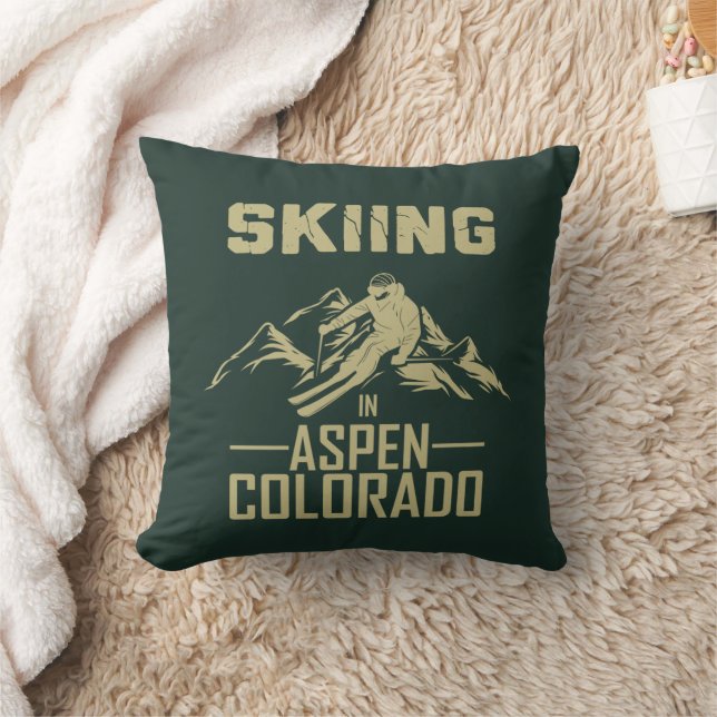 Skifahren in Aspen Colorado Kissen (Decke)