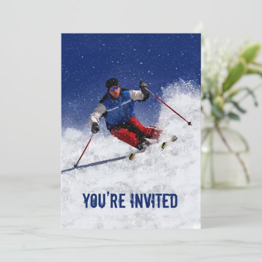 Skifahren in den Berg Sie sind eingeladen Einladung (Stehend Vorderseite)