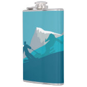 Skifahren in den Bergen - Skifahrer Flachmann (Links)