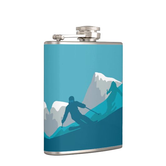 Skifahren in den Bergen - Skifahrer Flachmann (Rechts)