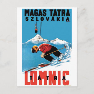 Skifahren in der Hohen Tatra, Slowakei Postkarte