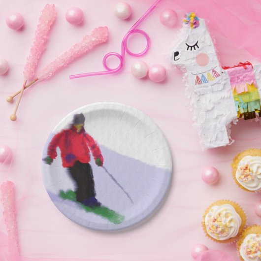 Skifahren in der Skipiste Pappteller (Party)