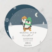 Skifahren in die Elternschaft Babydusche Einladung (Vorne/Hinten)