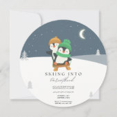 Skifahren in die Elternschaft Babydusche Einladung (Vorderseite)
