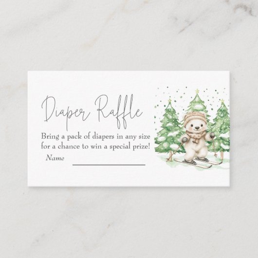 Skifahren in die Elternschaft Babydusche Windelwin Begleitkarte (Vorderseite)