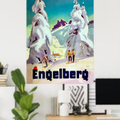 Skifahren in Engleberg, Schweiz, Jahrgang Poster (Heimbüro)